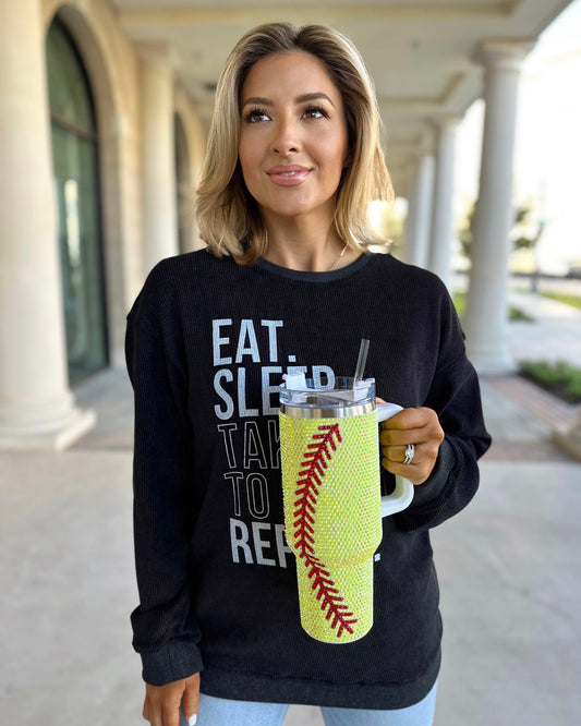 Crystal Softball Yellow/Red "Blinged Out" 40 Oz. Tumbler