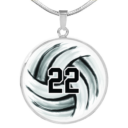 Volleyball- Circle Necklace - Customize with Number