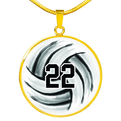 Volleyball- Circle Necklace - Customize with Number