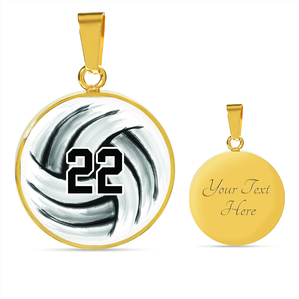 Volleyball- Circle Necklace - Customize with Number