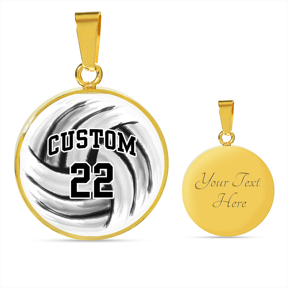Volleyball - Circle Necklace - Customize with Name and Number