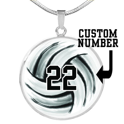 Volleyball- Circle Necklace - Customize with Number